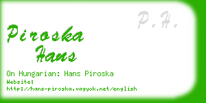 piroska hans business card